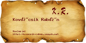Kovácsik Rabán névjegykártya